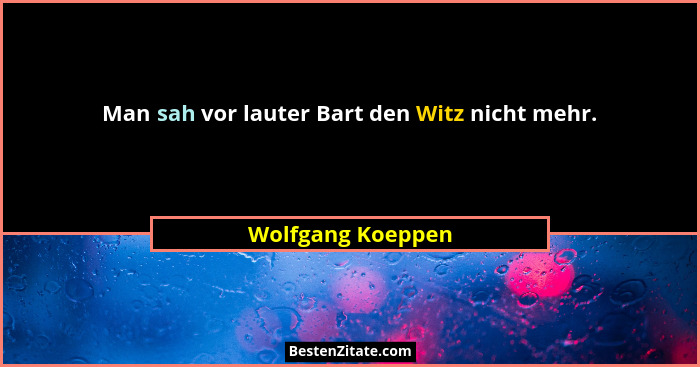 Man sah vor lauter Bart den Witz nicht mehr.... - Wolfgang Koeppen