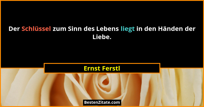 Der Schlüssel zum Sinn des Lebens liegt in den Händen der Liebe.... - Ernst Ferstl