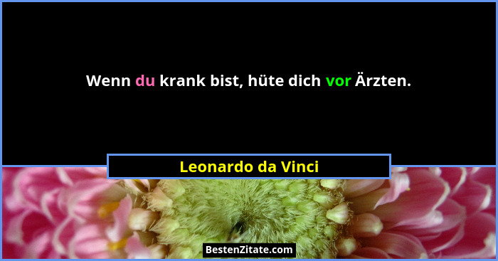 Wenn du krank bist, hüte dich vor Ärzten.... - Leonardo da Vinci