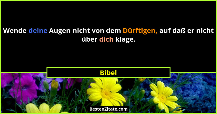Wende deine Augen nicht von dem Dürftigen, auf daß er nicht über dich klage.... - Bibel