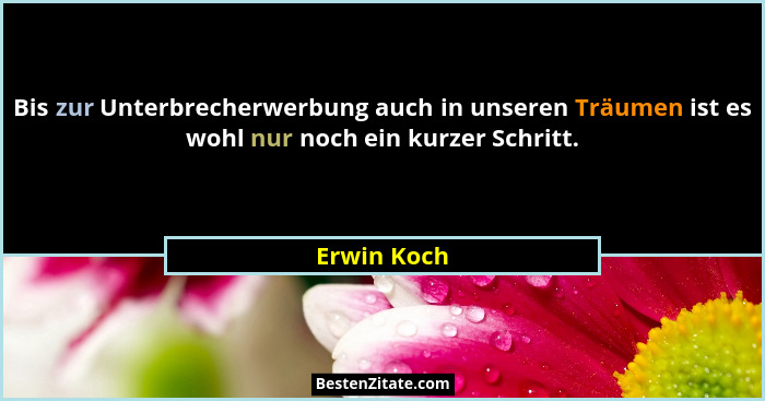 Bis zur Unterbrecherwerbung auch in unseren Träumen ist es wohl nur noch ein kurzer Schritt.... - Erwin Koch