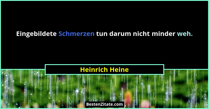 Eingebildete Schmerzen tun darum nicht minder weh.... - Heinrich Heine