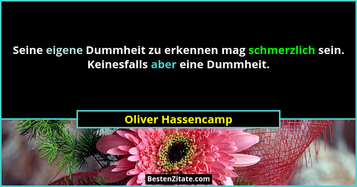 Seine eigene Dummheit zu erkennen mag schmerzlich sein. Keinesfalls aber eine Dummheit.... - Oliver Hassencamp