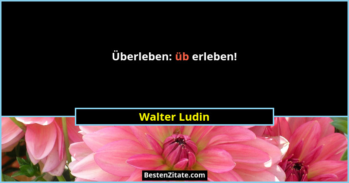 Überleben: üb erleben!... - Walter Ludin
