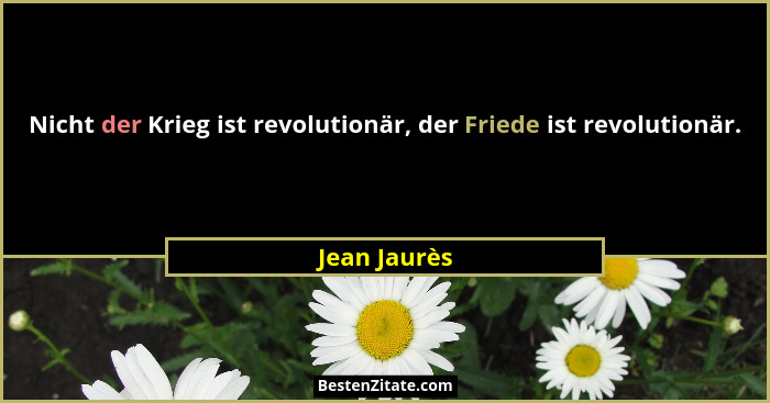 Nicht der Krieg ist revolutionär, der Friede ist revolutionär.... - Jean Jaurès