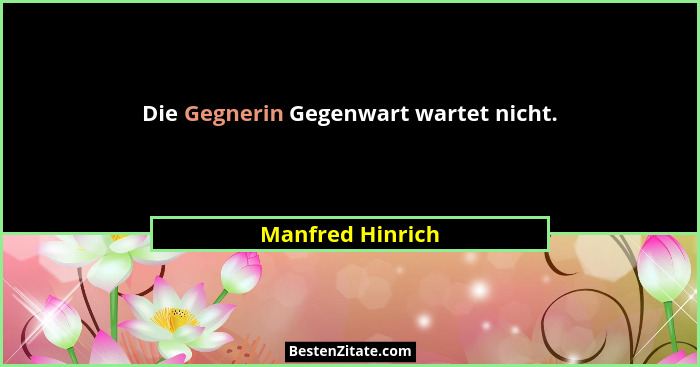 Die Gegnerin Gegenwart wartet nicht.... - Manfred Hinrich