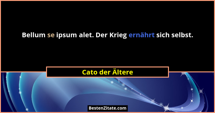 Bellum se ipsum alet. Der Krieg ernährt sich selbst.... - Cato der Ältere