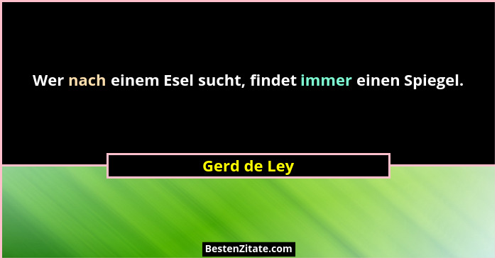 Wer nach einem Esel sucht, findet immer einen Spiegel.... - Gerd de Ley