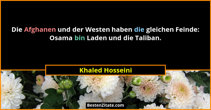 Die Afghanen und der Westen haben die gleichen Feinde: Osama bin Laden und die Taliban.... - Khaled Hosseini
