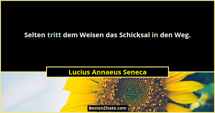 Selten tritt dem Weisen das Schicksal in den Weg.... - Lucius Annaeus Seneca