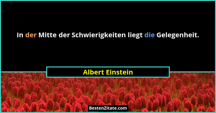 In der Mitte der Schwierigkeiten liegt die Gelegenheit.... - Albert Einstein