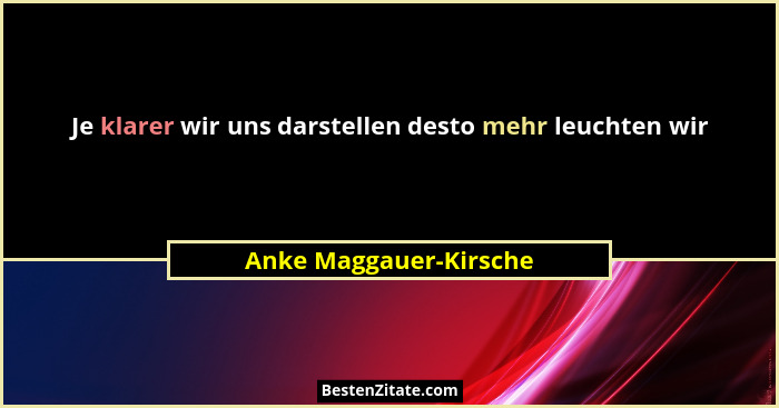 Je klarer wir uns darstellen desto mehr leuchten wir... - Anke Maggauer-Kirsche