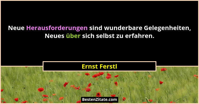 Neue Herausforderungen sind wunderbare Gelegenheiten, Neues über sich selbst zu erfahren.... - Ernst Ferstl