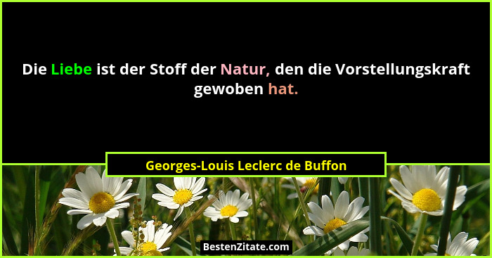 Die Liebe ist der Stoff der Natur, den die Vorstellungskraft gewoben hat.... - Georges-Louis Leclerc de Buffon