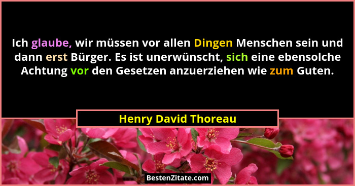 Ich glaube, wir müssen vor allen Dingen Menschen sein und dann erst Bürger. Es ist unerwünscht, sich eine ebensolche Achtung vor... - Henry David Thoreau