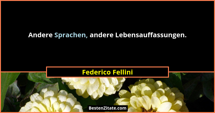 Andere Sprachen, andere Lebensauffassungen.... - Federico Fellini