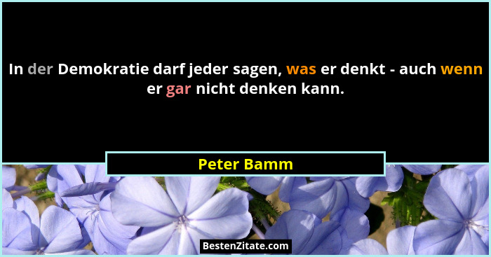 In der Demokratie darf jeder sagen, was er denkt - auch wenn er gar nicht denken kann.... - Peter Bamm