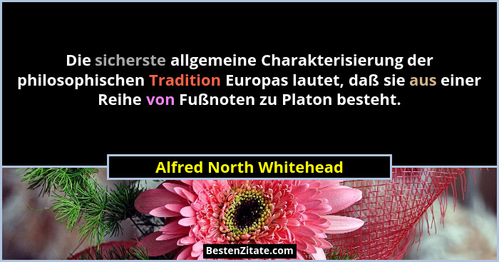 Die sicherste allgemeine Charakterisierung der philosophischen Tradition Europas lautet, daß sie aus einer Reihe von Fußnoten... - Alfred North Whitehead