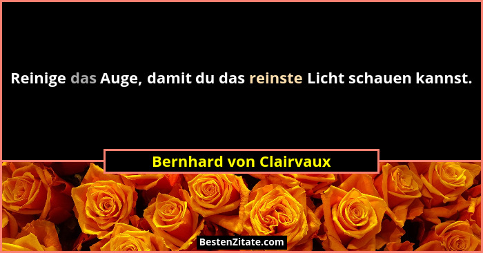 Reinige das Auge, damit du das reinste Licht schauen kannst.... - Bernhard von Clairvaux