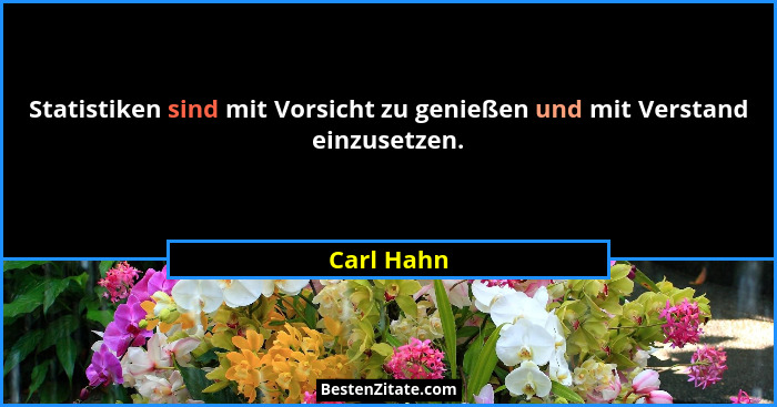 Statistiken sind mit Vorsicht zu genießen und mit Verstand einzusetzen.... - Carl Hahn