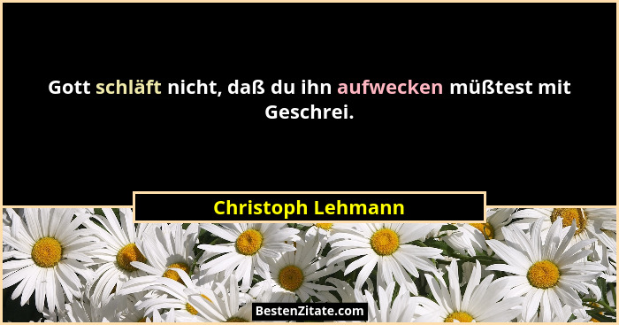 Gott schläft nicht, daß du ihn aufwecken müßtest mit Geschrei.... - Christoph Lehmann