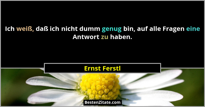 Ich weiß, daß ich nicht dumm genug bin, auf alle Fragen eine Antwort zu haben.... - Ernst Ferstl
