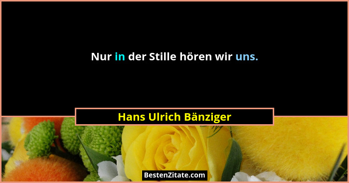 Nur in der Stille hören wir uns.... - Hans Ulrich Bänziger