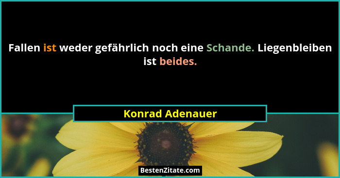 Fallen ist weder gefährlich noch eine Schande. Liegenbleiben ist beides.... - Konrad Adenauer