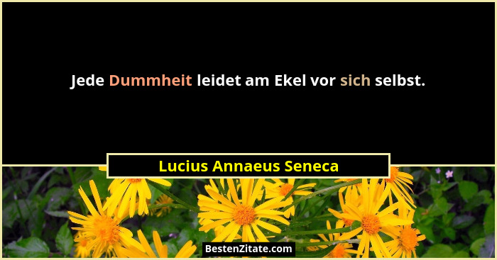 Jede Dummheit leidet am Ekel vor sich selbst.... - Lucius Annaeus Seneca