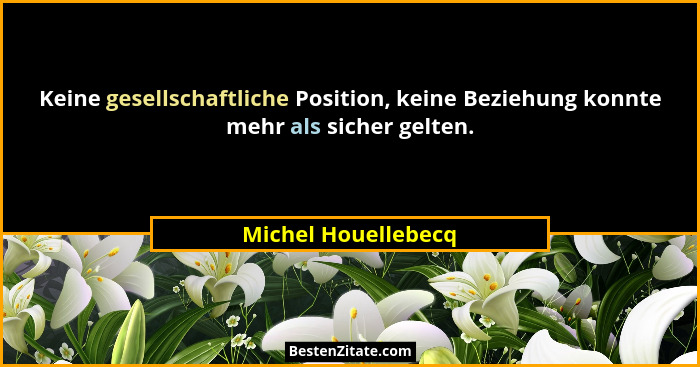 Keine gesellschaftliche Position, keine Beziehung konnte mehr als sicher gelten.... - Michel Houellebecq