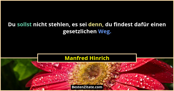 Du sollst nicht stehlen, es sei denn, du findest dafür einen gesetzlichen Weg.... - Manfred Hinrich