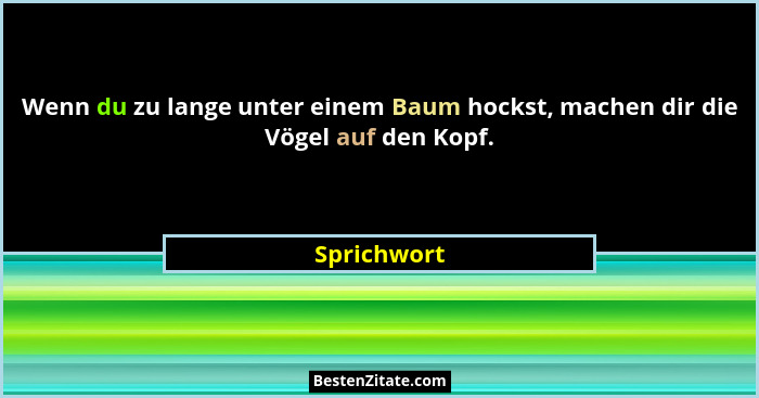 Wenn du zu lange unter einem Baum hockst, machen dir die Vögel auf den Kopf.... - Sprichwort