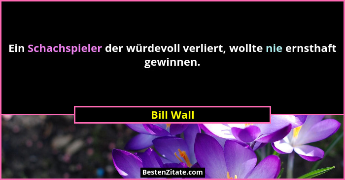 Ein Schachspieler der würdevoll verliert, wollte nie ernsthaft gewinnen.... - Bill Wall
