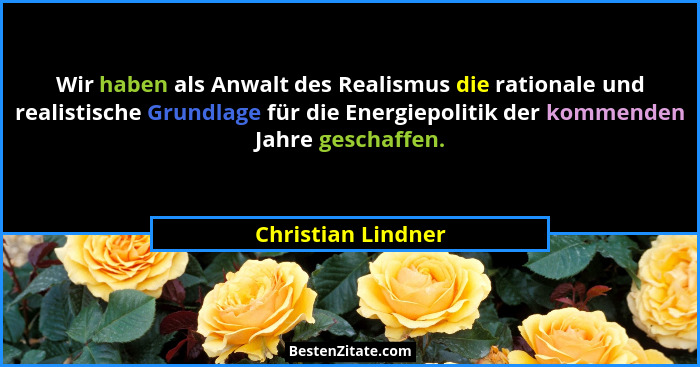 Wir haben als Anwalt des Realismus die rationale und realistische Grundlage für die Energiepolitik der kommenden Jahre geschaffen.... - Christian Lindner