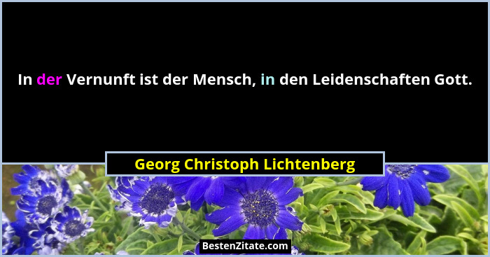 In der Vernunft ist der Mensch, in den Leidenschaften Gott.... - Georg Christoph Lichtenberg