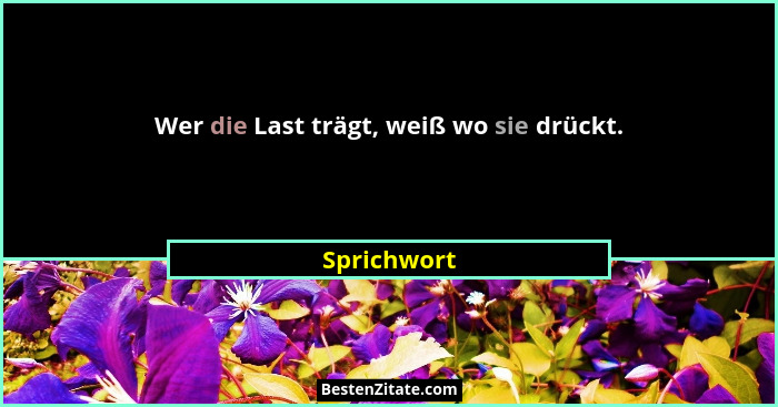 Wer die Last trägt, weiß wo sie drückt.... - Sprichwort