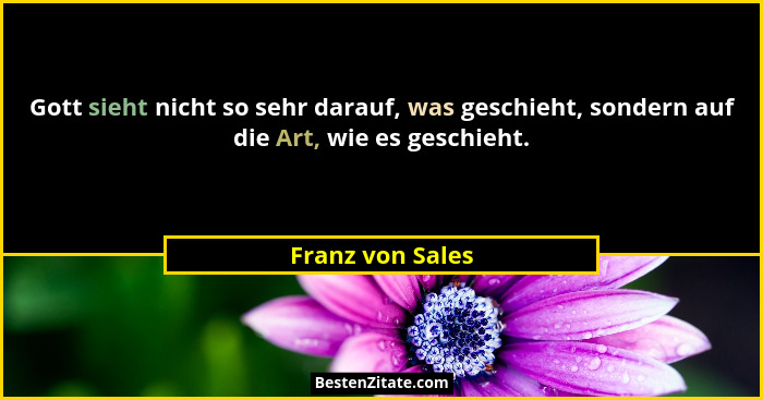 Gott sieht nicht so sehr darauf, was geschieht, sondern auf die Art, wie es geschieht.... - Franz von Sales