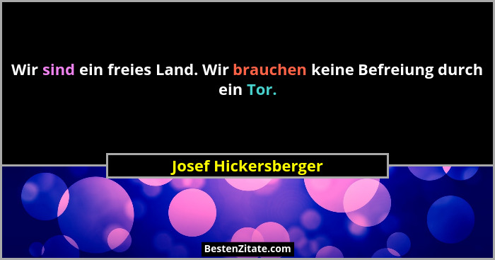 Wir sind ein freies Land. Wir brauchen keine Befreiung durch ein Tor.... - Josef Hickersberger