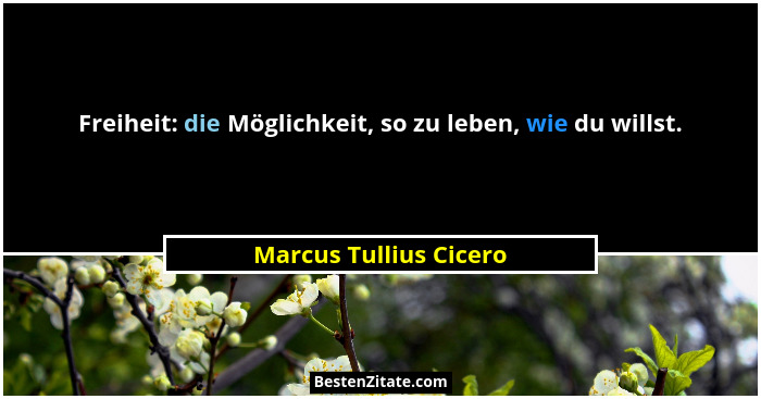 Freiheit: die Möglichkeit, so zu leben, wie du willst.... - Marcus Tullius Cicero
