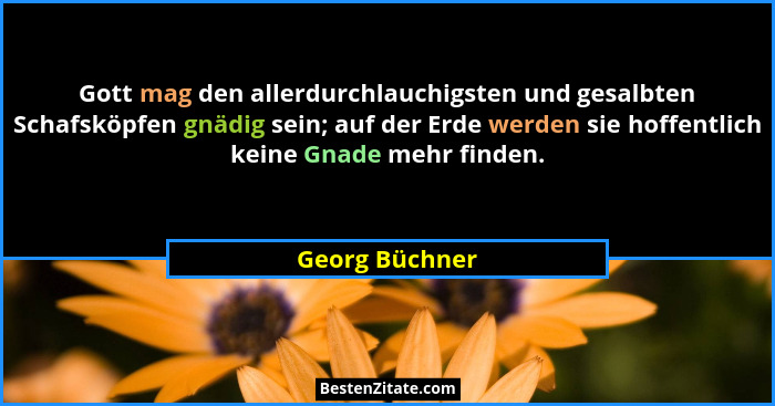 Gott mag den allerdurchlauchigsten und gesalbten Schafsköpfen gnädig sein; auf der Erde werden sie hoffentlich keine Gnade mehr finden... - Georg Büchner
