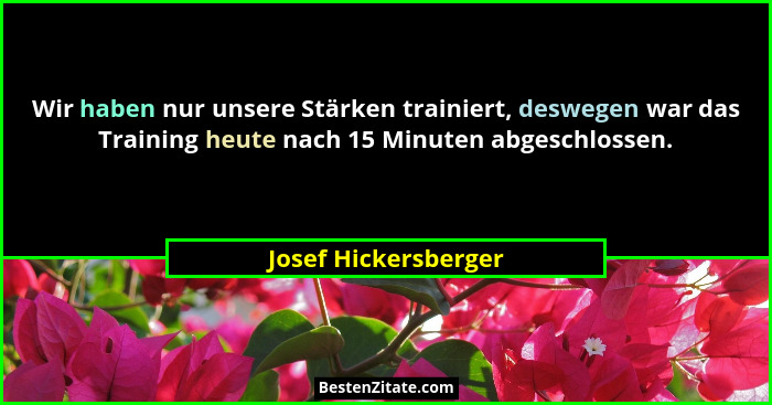 Wir haben nur unsere Stärken trainiert, deswegen war das Training heute nach 15 Minuten abgeschlossen.... - Josef Hickersberger