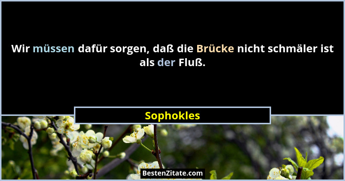 Wir müssen dafür sorgen, daß die Brücke nicht schmäler ist als der Fluß.... - Sophokles