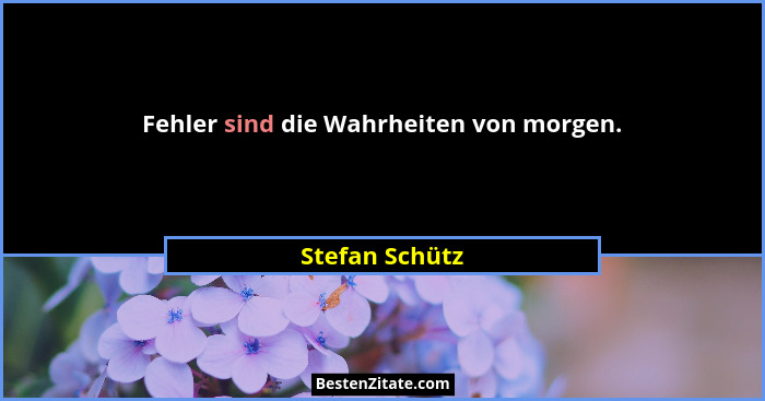 Fehler sind die Wahrheiten von morgen.... - Stefan Schütz