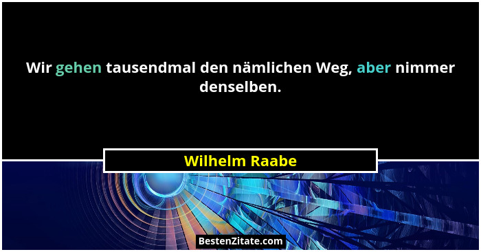 Wir gehen tausendmal den nämlichen Weg, aber nimmer denselben.... - Wilhelm Raabe