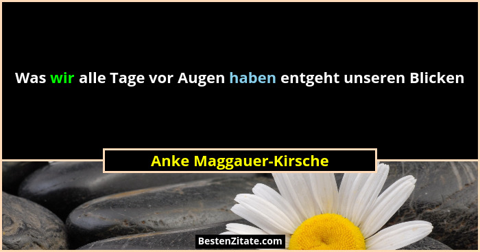 Was wir alle Tage vor Augen haben entgeht unseren Blicken... - Anke Maggauer-Kirsche