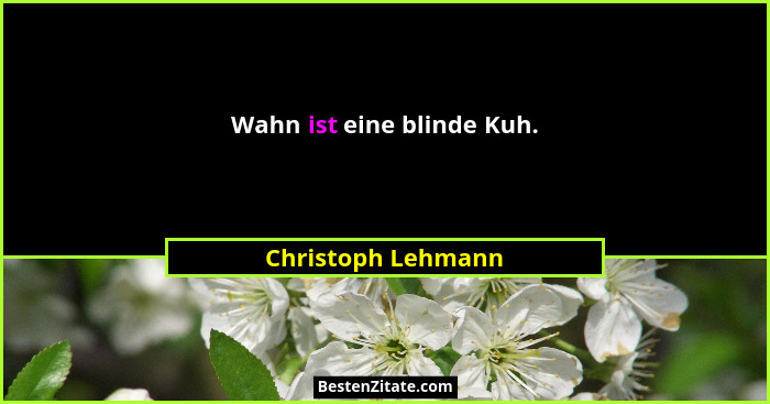 Wahn ist eine blinde Kuh.... - Christoph Lehmann