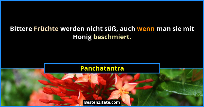 Bittere Früchte werden nicht süß, auch wenn man sie mit Honig beschmiert.... - Panchatantra