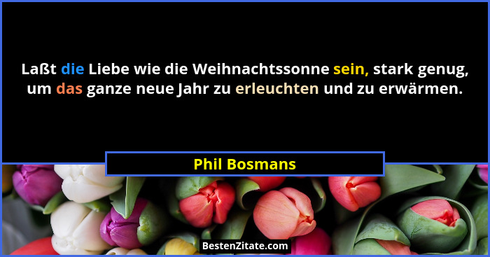 Laßt die Liebe wie die Weihnachtssonne sein, stark genug, um das ganze neue Jahr zu erleuchten und zu erwärmen.... - Phil Bosmans
