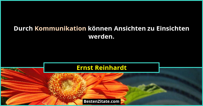 Durch Kommunikation können Ansichten zu Einsichten werden.... - Ernst Reinhardt