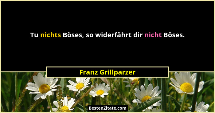 Tu nichts Böses, so widerfährt dir nicht Böses.... - Franz Grillparzer